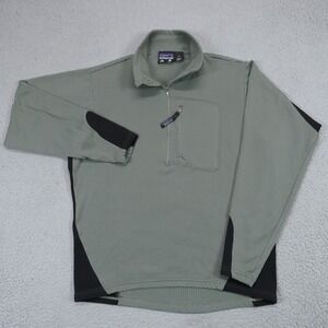 Patagonia Men M R1 Regulator Grid Fleece Pullover 1/4 Zip VTG 90s USA Green